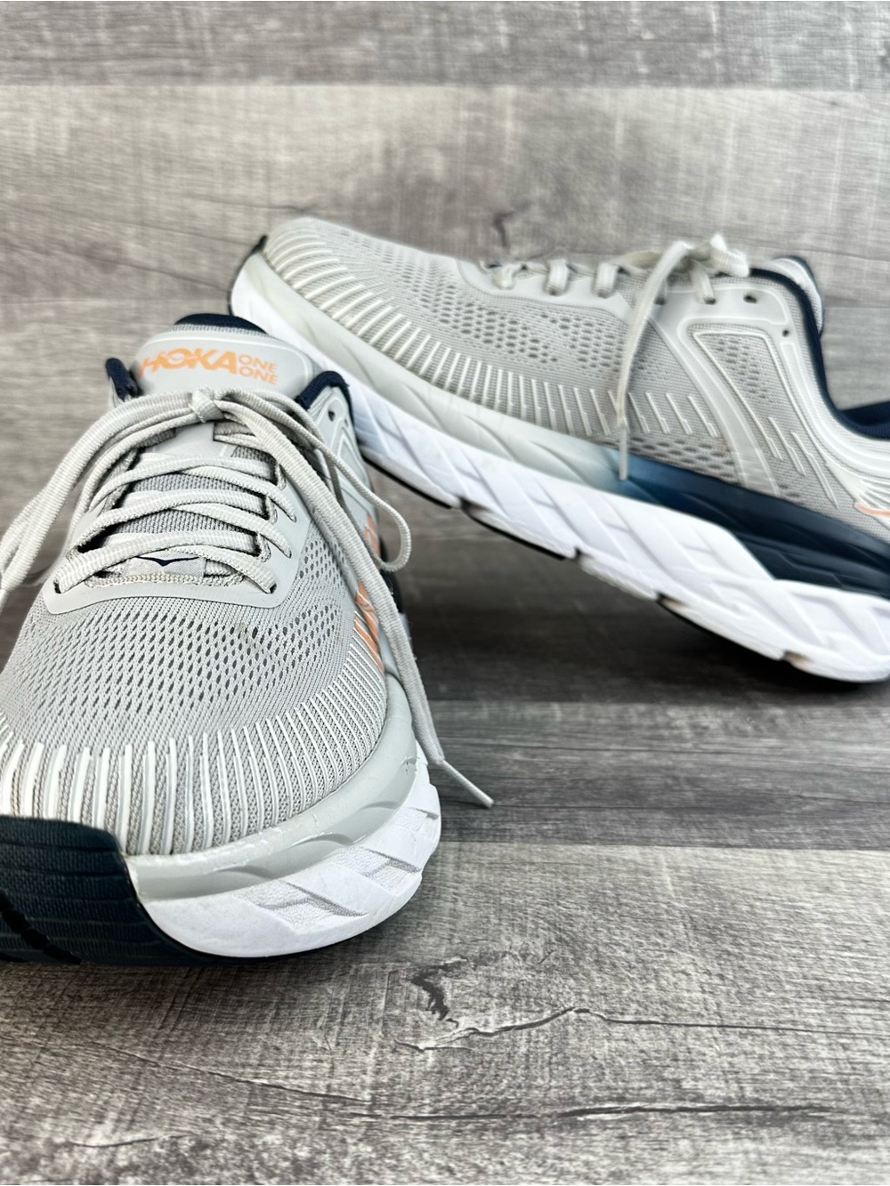 Hoka One One Bondi 7 Womens Running Shoes Lunar Rock Black Iris W US 10D Wide